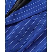 abordables Blazers Clásicos para Hombres-Hombre Trajes chaqueta Negocio Fiesta de Cóctel Fiesta de Boda Moda Casual Primavera &amp; Otoño Poliéster Rayas Botones Bolsillo Cómodo Botonadura Simple Chaqueta de sport Amarillo Azul Piscina Morado