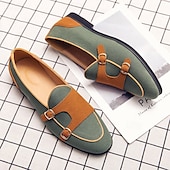 cheap Semi-Formal-Men&#039;s Loafers &amp; Slip-Ons Penny Loafers Suede Nylon Comfortable Slip Resistant Loafer Buckle White Green Color Block