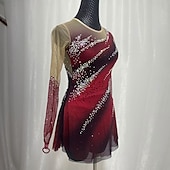 cheap Figure Skating Dresses-Figure skating costumes for adults and children customized red spandex mesh grading performance costumes competition training rhinestone women&#039;s skirts performance costumes
