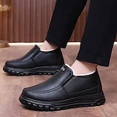 cheap Men&#039;s Slip-ons &amp; Loafers-Men&#039;s Casual Cozy and Warm Faux Leather Slip-on Shoes with Fur Lining - Perfect for Winter Outdoor Activities