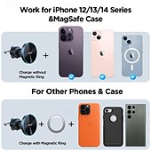levne Držáky do auta-Držák na telefon do ventilace auta otočný magnetický držák telefonu do auta kompatibilní s bezdrátovým nabíjením