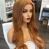 cheap Human Hair Lace Front Wigs-Unprocessed Virgin Hair 5x5 Closure 13x4 Lace Front Wig Middle Part Brazilian Hair Wavy Brown Wig 130% 150% Density with Baby Hair Glueless Pre-Plucked For Women Long Human Hair Lace Wig