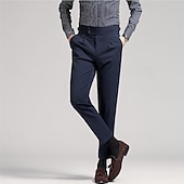 cheap Slim-Men's Graduation Dress Pants Trousers Chinos Buttons Pocket Solid Color Comfort Formal Party Work Fashion Classic Style Black Navy Blue Micro-elastic