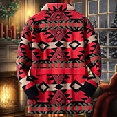 cheap Men's Cardigan Sweater-Men's Jacquard Sweater Christmas Sweaters Holiday sweater Cardigan Sweater Cropped  Sweater Ribbed Crochet Knit Tunic Jacquard Knitted Vintage Shawl Collar Fashion Classic Vacation Daily Wear