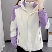 preiswerte Softshell-, Fleece- &amp; Wanderjacken-Damen Soft Shell Jacke Wanderjacke Winter Draussen Farbblock warm Fleece-Futter Windundurchlässig Wasserdicht 3-in-1-Jacke Leichte Jacke Windbreaker-Jacke Reisen Hellrosa Weiß Rosa Rot Purpur