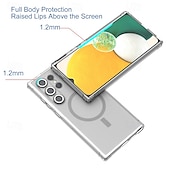 Недорогие Чехлы для Samsung-телефон Кейс для Назначение S24 Ultra S24 Plus S24 S24 ФЭ S25 Ультра Кейс на заднюю панель Магнитный Поддержка беспроводной зарядки Защита от удара Ретро ТПУ