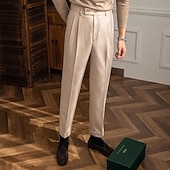 levne Štíhlý-Pánské Kalhoty Oblekové Kalhoty Neapol Kalhoty chinos Kapsy Knoflíky Jednobarevné Pohodlné Formální Párty Práce Módní Klasický styl Tmavě šedá Meruňková Lehce elastické