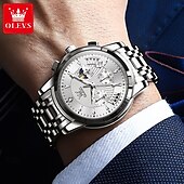 economico Orologi al quarzo-OLEVS Da uomo Orologio al quarzo Di tendenza Orologio casual Orologio da polso Visualizzazione delle fasi lunari Luminoso Calendario Cronografo Acciaio Guarda