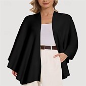 billiga Pälssjalar-crossover sjal för kvinnor omlott öppen front poncho cape elegant loop sjalar resesjalar för höst vinter längd 150cm