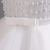 preiswerte Partykleider-kinderkleidung Mädchen Party Kleid Feste Farbe Kurzarm Hochzeit Besondere Anlässe Rüschen Gitter Zip bezaubernd Süß Polyester Asymmetrisch abendkleider Sommer Frühling Herbst 4-13 Jahre Wei