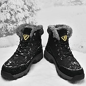 billiga Kängor-Herr Stövlar Snökängor Kängor Vinterkängor Fleecefoder Mocka Nylon Bekväm Halksäker Snörning Svart Grå