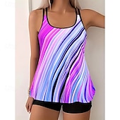 abordables Tankinis-Mujer Bañadores Tankini Traje de baño Vacaciones Tropical Bloque de color Sin Mangas Trajes de baño