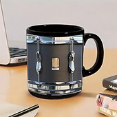 halpa Mukit ja kupit-musta vintage rumpumuki, hauskat rumpulahjat, joululahja rumpalille, rumpali kahvikuppi, rumpali isä, rumpaliveli rumpulahjat, rummut 11oz