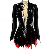 Χαμηλού Κόστους Φορέματα Καλλιτεχνικής Πατινάζ-Φόρεμα για φιγούρες πατινάζ Γυναικεία Κοριτσίστικα Patinaj Φορέματα Μαύρο Κουρελού Ασύμμετρο τελείωμα Δίχτυ Υψηλή Ελαστικότητα Εκπαίδευση Ανταγωνισμός Ενδυμασία πατινάζ Κλασσικά Κρύσταλλο / Στρας