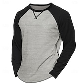 economico magliette di base-Per uomo Maglietta Camicia a Maniche Lunghe Felpa Manica Lunga Girocollo Estate Tinta unica Quotidiano Casual Stile da Strada Blocco di colore All&#039;aperto Streetwear Casual Nero Blu Grigio chiaro
