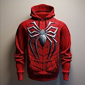 economico felpe 3d da uomo-Per uomo SPIDER Felpe Felpa Soprabiti Felpa con cappuccio Girocollo Di tendenza Stampa 3D Feste Per eventi Abbigliamento di strada Rosso A cordoncino Autunno Inverno progettista