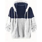 billiga fleece sweatshirts-Herr Huvtröja med dragkedja Fleece-jacka Huvtröja i fleece Svart Marinblå Kaki Grå Huva Färgblock Dragkedja Lappverk Sport &amp; Utomhus Ledigt Dagligen Polyester Streetwear Ledigt Höst vinter Kläder Pull