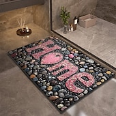 cheap Mats &amp; Rugs-Pebble Bathroom Rug, Polyester Rectangle Door Mat, Super Absorbent, Non-Slip, Easy-to-Clean, Stain-Resistant Bath Mat