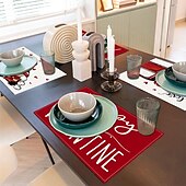 cheap Placemats &amp; Coasters &amp; Trivets-Valentine&#039;s Day Placemats Set of 4 Romantic and Decorative Table Mats Featuring Heart or Rose Patterns Durable and Heat-Resistant Perfect for Adding a Touch of Love to Your Dining Table Decor