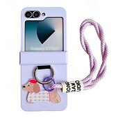 cheap Samsung Cases-Phone Case For Z Flip 7 Z Flip 6 Z Flip 5 Z Flip 4 Z Flip 3 Back Cover with Wrist Strap Shockproof Retro TPU Silicone