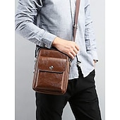 economico Borselli da uomo-borsa a tracolla vintage in similpelle marrone da uomo – borsa a tracolla compatta con più tasche per viaggi, lavoro e uso quotidiano