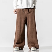 voordelige Loszittend-Voor heren Broek Vrijetijdsbroek Zak Trekkoord Recht been Streep Comfort Buiten Dagelijks Modieus Casual Donker Bruin Zwart Micro-elastisch