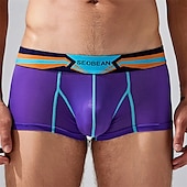 cheap Men&#039;s Boxers Underwear-Men&#039;s 1 PCS Boxers Underwear Boxer Shorts Patchwork Elastic Waist Chinlon Breathable Soft Comfortable Color Block Letter Mid Rise Black White