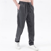 baratos Calças Desportivas-Homens Sherpa Calças de lã Calças Esportivas Corredor Calças Bolsos Com Cordão Cintura elástica Tecido Conforto Quente Comprimento total Ao ar livre Casual Diário Esportes Moda Preto Cinzento
