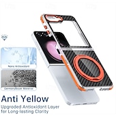 levne Pouzdra pro Samsung-telefon Carcasă Pro Samsung Galaxy Z Flip 7 Z Flip 6 Z Flip 5 Zadní kryt se stojánkem Nárazuvzdorné Retro Uhlíkové vlákno PC