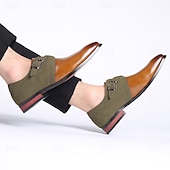 economico Semi-formale-scarpe da uomo con cinturino alla caviglia in pelle sintetica e pelle scamosciata bicolore – eleganti scarpe eleganti con fibbia per occasioni formali