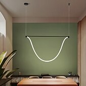 economico Luci a sospensione-lampada a sospensione lineare sottile in metallo con tubo lungo e paralume in silicone lampada a sospensione a led lampade a goccia nere a flute 110-240v