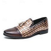 economico Semi-formale-mocassini da uomo in similpelle con motivo coccodrillo marrone e dettaglio nappa – eleganti scarpe eleganti slip-on per occasioni formali e abbigliamento da ufficio