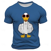 billige Morsomme T-skjorter for menn-Menns Rude Offensive Morsom Gås T-skjorte Kortermet T-skjorte 3D Trykk Crew Neck Trøye Motetrend Daglig Gate Utendørs Svart Rød Blå Sommer Vår Klær Bekledning S M L XL XXL XXXL