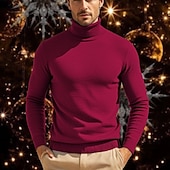 billige genser for menn-Herre Pullover genser Strikket genser Riflet Strikke Normal Strikket عادي Rullekrage Mote Fritid Dagligdagstøy Stevnemøte Klær Høst vinter Kamel Vin S M L