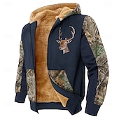 abordables tenues à capuche imprimées pour hommes-Homme camouflage Cerf Toison Sweats à Capuche Sweat à capuche manche longue Sweat à capuche Capuche Mode 3D effet Soirée Chasse Noir Marron Cordon Automne Hiver Designer