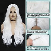 economico Parrucche trendy sintetiche-parrucca lunga parrucche ondulate per donne parte centrale parrucche ricce parrucca sintetica riccia naturale parrucche cosplay in fibra resistente al calore per uso quotidiano alle feste
