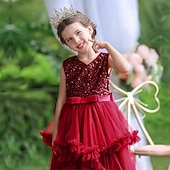 levne Párty šaty-Děti Dívčí Šaty na párty Pevná barva Bez rukávů Výkon Vánoce Narozeniny Kravatový uzel Krásná Sladký Polyester Maxi Šaty na párty Swingové šaty Áčkové šaty Léto 4-12 let Světlá růžová Fialov
