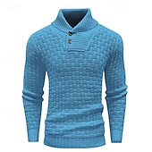 preiswerte Herrenpullover-Herren Pullover Strickpullover Gerippt Stricken Standard Strick Glatt Rollkragen Modisch Basic Urlaub Freizeitskleidung Bekleidung Herbst Winter Schwarz Gelb S M L