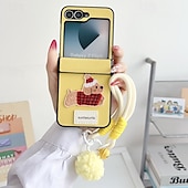 رخيصةأون جراب سامسونج-هاتف غطاء من أجل زد فليب 6 Z Flip 5 Z Flip 4 Z Flip 3 غطاء خلفي مع رباط المعصم ضد الصدمات مكتب  /  الأعمال TPU جلد PU