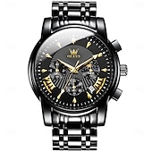economico Orologi al quarzo-OLEVS Da uomo Orologio al quarzo Di tendenza Orologio casual Orologio da polso Visualizzazione delle fasi lunari Luminoso Calendario Cronografo Acciaio Guarda