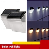 billige Vegglamper til utendørsbruk-solcellevegglampe utendørs vanntett belysning hagedekorasjon solcellelys trapp gjerde sollyslampe 1/2stk