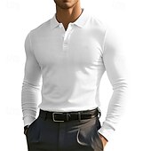 cheap Men&#039;s Classic Polo-Men&#039;s Corduroy Shirt Golf Shirt Work Casual Lapel Long Sleeve Basic Modern Solid Color Buttons Spring &amp;  Fall Regular Fit Wine Black White Yellow Sky Blue Light Grey Corduroy Shirt