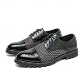 abordables Semi-formel-chaussures oxford pied-de-poule pour hommes - lacets en similicuir marron avec détails brogue et semelle robuste pour une tenue décontractée et formelle