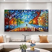 お買い得  風景画-ミンチュラ ハンドメイド テクスチャ 抽象風景 キャンバス 油絵 壁アート 装飾 モダン 抽象画 家の装飾用 ロール フレームなし 未伸張 絵画