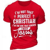 T-Shirt Uomo Fede Cristiana "Cristiano Imperfetto Ho Bisogno di Gesù" Maglietta Grafica a Maniche Corte