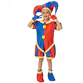 ieftine Stil Joker-Joker Clovn Pomni Halloween Ținute Costum circ Costum de carnaval Cosplay Pentru copii Băieți Fete Halloween Carnaval Mardi Gras Performanță Petrecere Scenă Costume de Halloween ușoare Îmbrăcați-vă