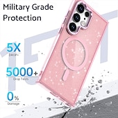 Недорогие Чехлы для Samsung-телефон Кейс для Назначение SSamsung Galaxy S24 Ultra S24 Plus S24 S24 ФЭ S23 S23 Ultra S23 Plus S25 Ультра Кейс на заднюю панель Магнитный Блеск Блеск Блестящий Защита от удара Ретро ПК Силикон