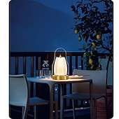 billige Bordlamper-bærbar trådløs bordlanternelampe, usb oppladbar sidelampe, 3-farget dimming ved siden av bordlamper vanntett utendørs LED for hage, uteplass, camping, bar (gull)
