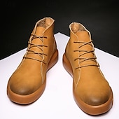 abordables Bottines-bottines décontractées en similicuir pour hommes avec design à lacets, semelle antidérapante confortable, parfaites pour un usage quotidien et des activités de plein air