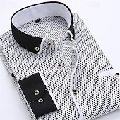 cheap Men&#039;s Button Down Shirts-Men&#039;s Dress Shirt Button Down Shirt Collared Shirt Polka Dot Wedding Outdoor Black White Red Navy Blue Long Sleeve Turndown Summer Spring Clothing Apparel Print